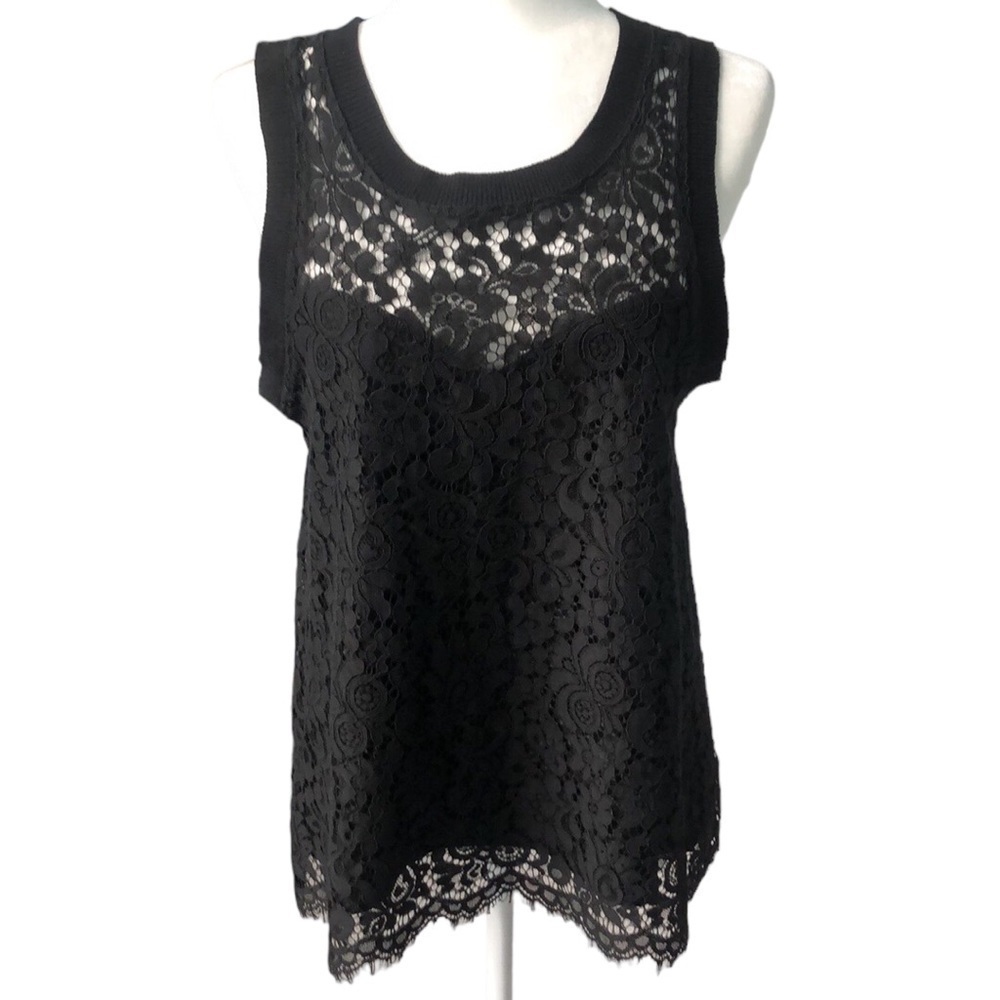 IMNYC Isaac Mizrahi Black Lace with Liner Tank Top Size Medium